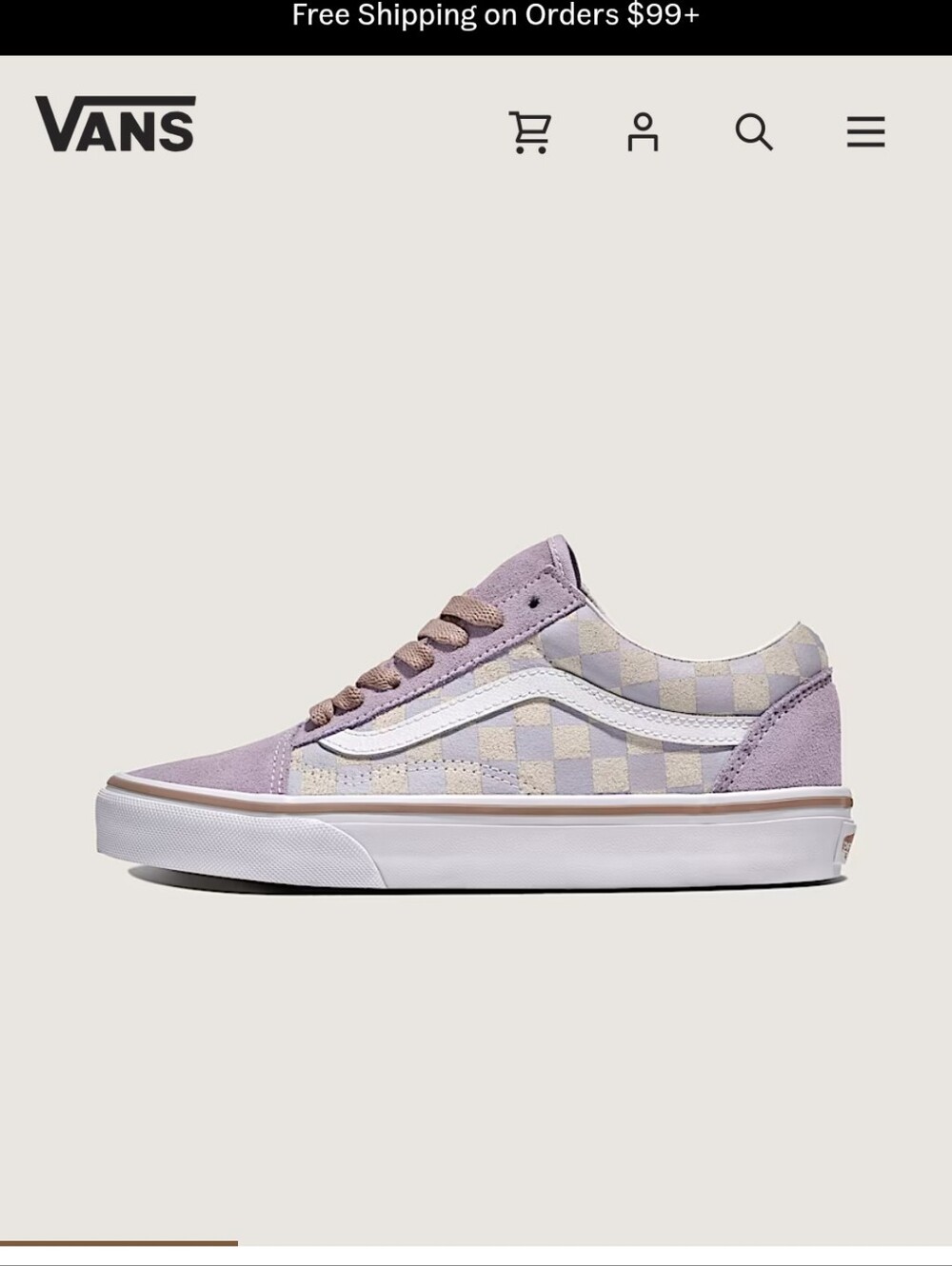 Vans Old Skool Checkerboard Lace-Up Sneakers in Lavender and Cream